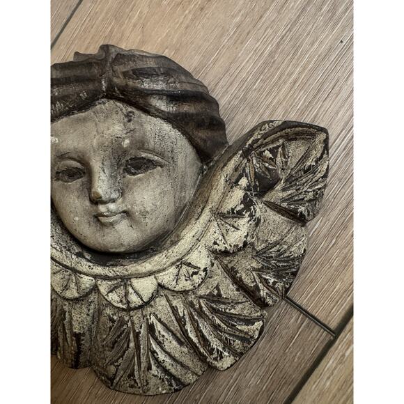 Antique Carved Wood Cherub Angels Pair • Architectural Salvage • European 1800s - Picture 7 of 16